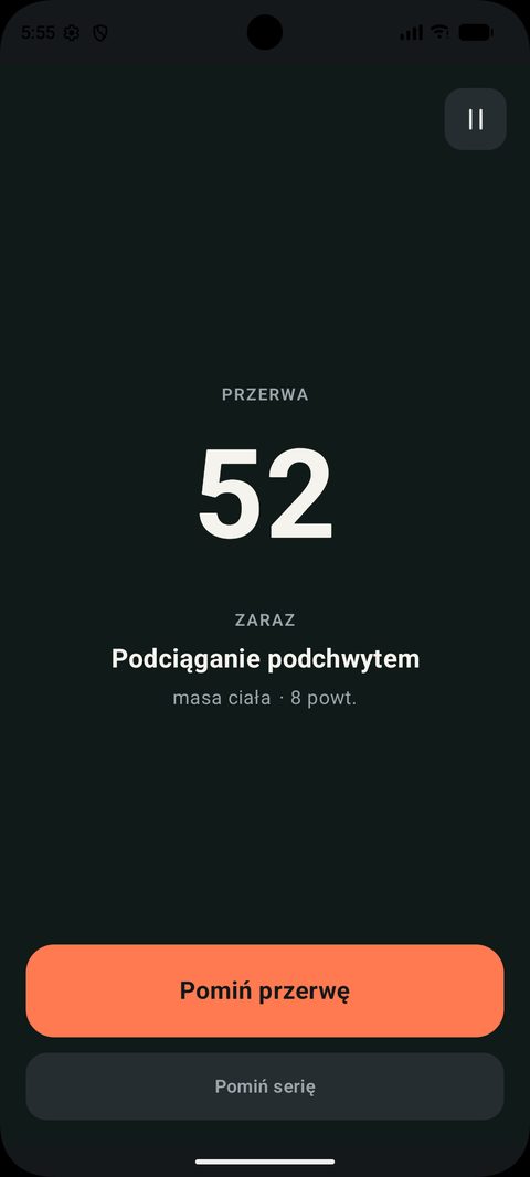 Odliczanie przerwy między seriami w trybie live
