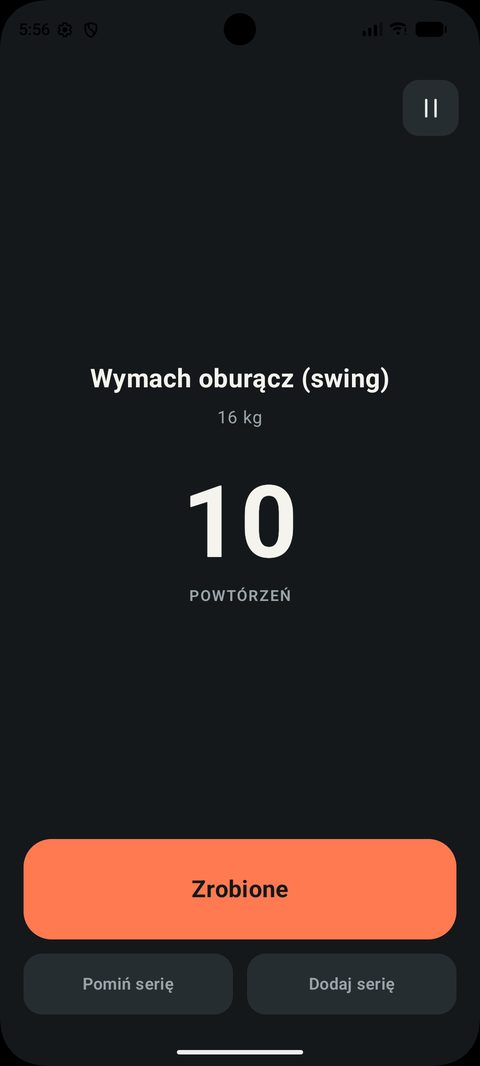 Tryb live w trakcie serii z licznikiem powtórzeń
